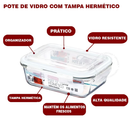 Kit 3/5/10 Potes Vidro Hermético 1040ml Retangular 4 Travas Marmita Premium