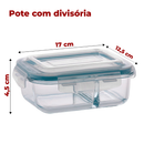 Kit 10 ou 5 Potes Herméticos 640ml Com e Sem Divisória Retangular Transparente Premium