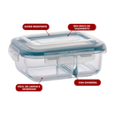 Kit 10 ou 5 Potes Herméticos 640ml Com e Sem Divisória Retangular Transparente Premium