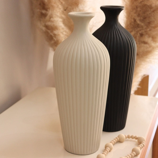 Vaso Canelado Cerâmica Luxo