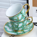 Kit Xícara de Porcelana 12 Peças com Pires|Jogo de Xícaras para Café Cerâmica Luxo Elegante Dourada