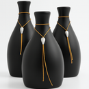 Kit Trio 3 Vasos Decorativos Pequeno Cerâmica Enfeite Decoração Elegante Casa Rack Estante Sala