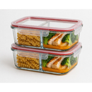 Potes Vidro Hermético Com Divisória 1040ml Grande Anti Vazamento Marmitas 4 Travas Micro-ondas Freezer