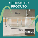 1 a 3 Potes Vidro Hermético Com Divisória 1040ml Grande Anti Vazamento Marmitas 4 Travas Micro-ondas Freezer