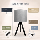 Abajur de Madeira Rústico Tripé – Luminária de Mesa Bivolt